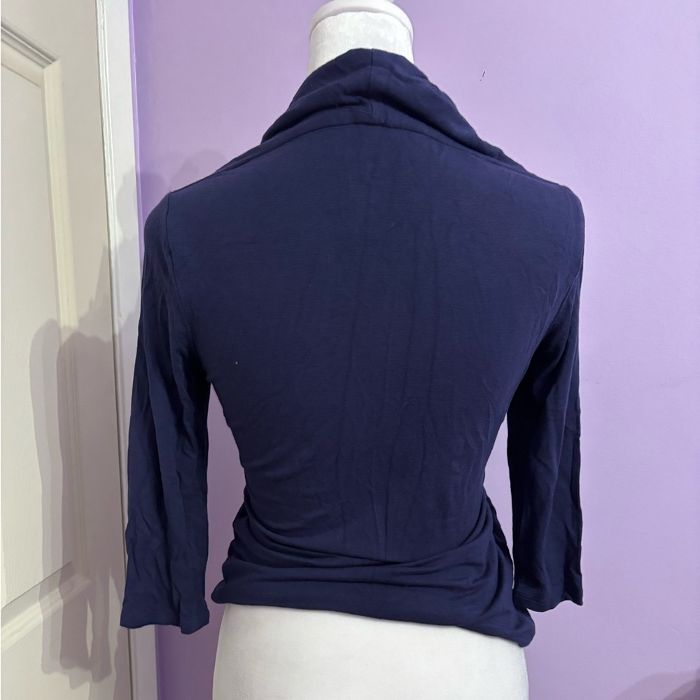 Grace Navy Blue Sleeved Blouse - Picture 2 of 3